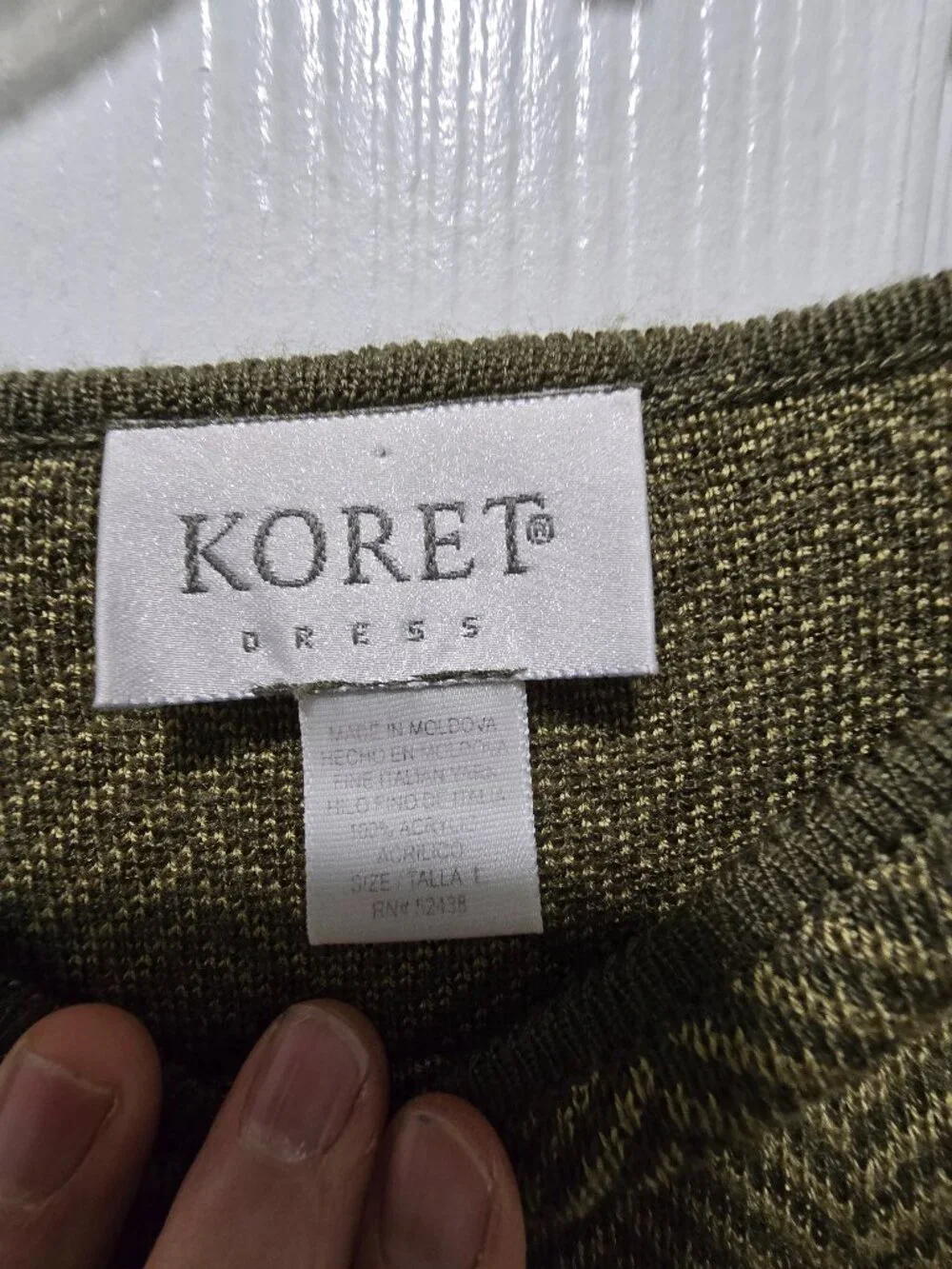 Koret Dress Womens Top Blouse Sweater LS Chevron Herringbone LRG Green Pullover